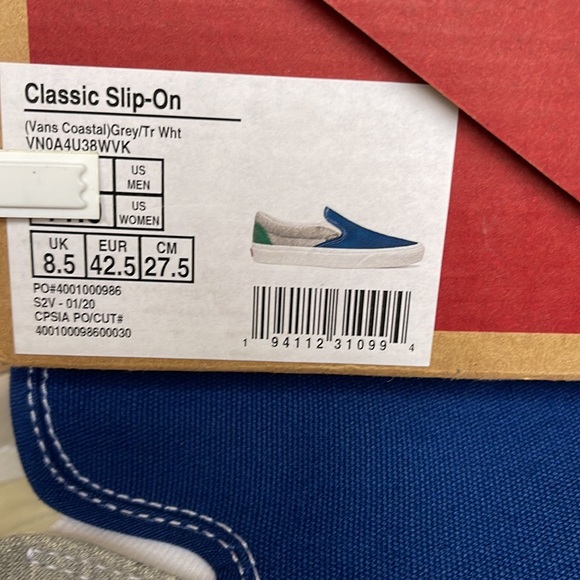 Vans Men’s Classic Slip On Vans Coastal Grey/True White sneakers - Picture 16 of 16